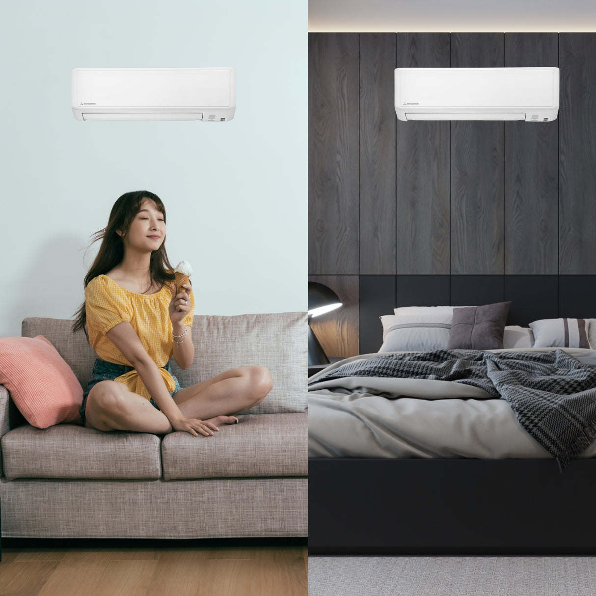 Mitsubishi Multi Wall Mounted Premium 2 Unit Split Air Conditioner with Heat Pump & WiFi