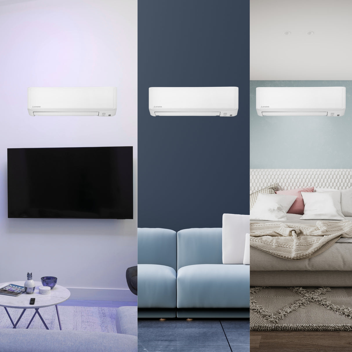 Mitsubishi Multi Wall Mounted Premium 3 Unit Split Air Conditioner with Heat Pump & WiFi