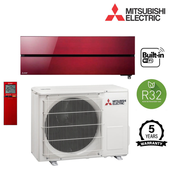 Wall Mounted Mitsubishi Electric MSZ-LN  Ruby Red Air Conditioner with Built-In WiFi