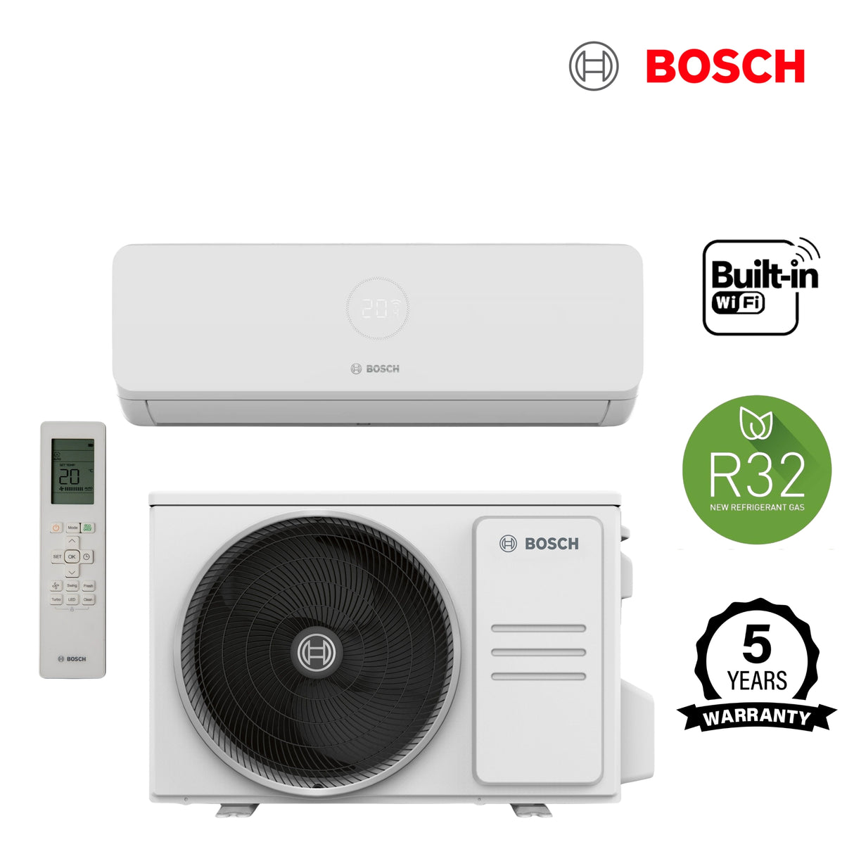 Bosch Wall Mounted Single Split Air Conditioner with Heat Pump & Wifi
