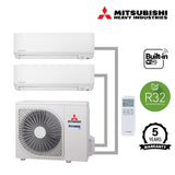 Mitsubishi Multi Wall Mounted Premium 2 Unit Split Air Conditioner with Heat Pump & WiFi
