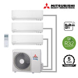 Mitsubishi Multi Wall Mounted Premium 3 Unit Split Air Conditioner with Heat Pump & WiFi